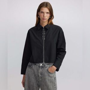 IPEKYOL Mixed Crystal Stone Shirt Black, 36